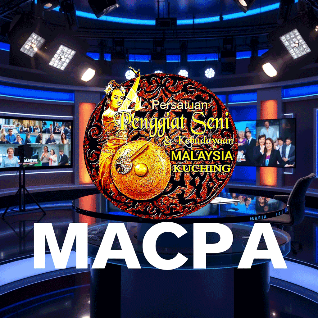 Create a striking image reflecting MACPA's media presence. The scene should depict a news anchor in a studio discussing MACPA initiatives with visuals of community events in the background. Bright, engaging studio lighting should enhance the professional atmosphere, with a color palette of blues and whites representing trust and credibility. Include elements such as news graphics, screens showing community activities, and the anchor's expressive engagement, capturing the essence of our media highlights in high quality.